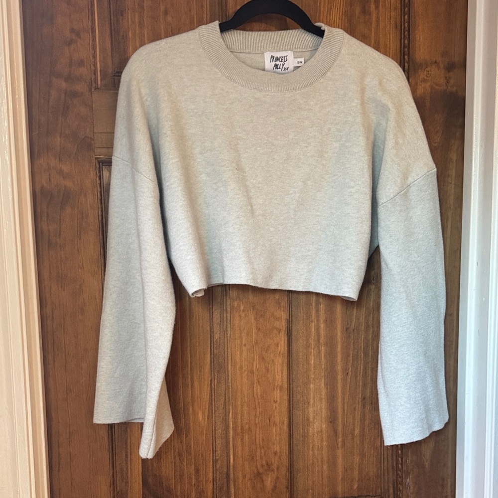 Princess Polly Light Grey Cropped Sweatshirt